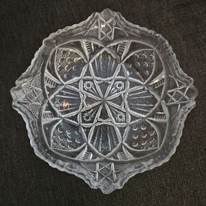 VINTAGE American Brilliant Period ABP Cut Glass Small Trinket Serving Dish Tray